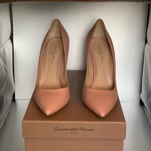 Like New Gianvito Rossi Blush Pink Leather Heels 105mm Size 38, Worm Once